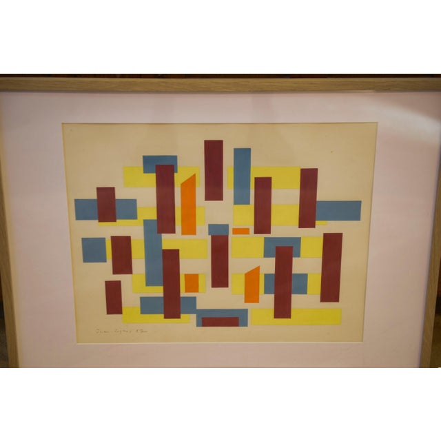 Jean Legros, Abstract Composition, 1957, Painting on Paper, in Very Good conditions. Designed 1950 to 1959