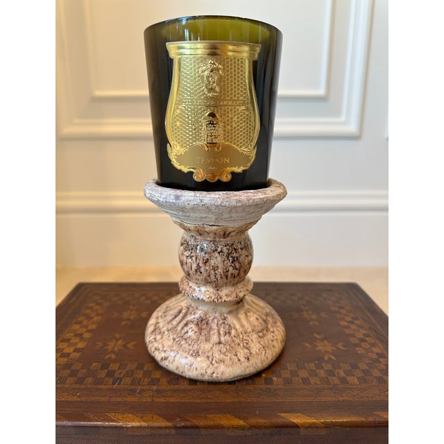 1990s Vintage 5” French Glazed Terracotta Pillar Candleholder For Sale - Image 5 of 14