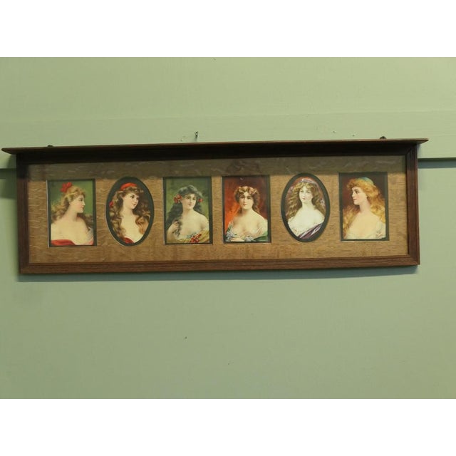 6 Pre-Raphaelite Portraits Mounted in an Oak Shelf For Sale - Image 3 of 7