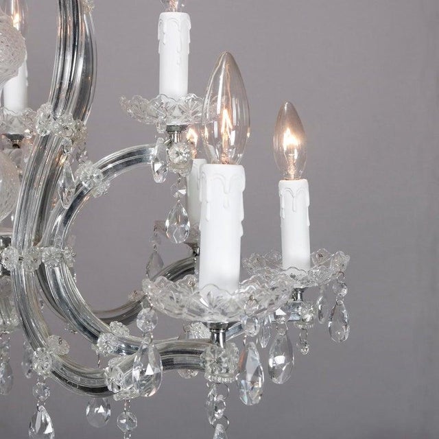 Vintage Italian Cut Crystal and Chrome 12-Light Chandelier, 20th Century For Sale - Image 4 of 5