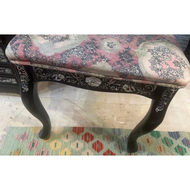 Black Antique Chinese Export Mother-of-Pearl Inlaid Armchair For Sale - Image 8 of 10