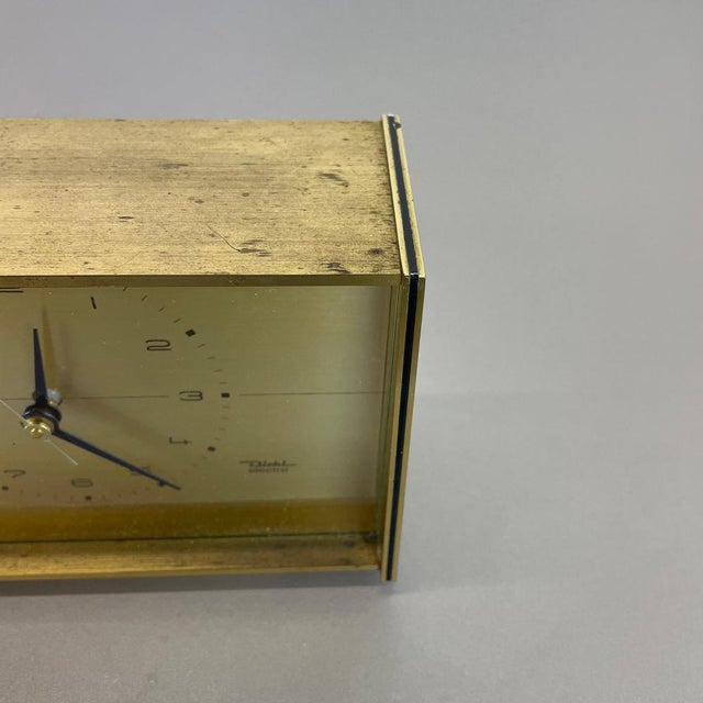 Vintage Hollywood Regency Brass Table Clock from Diehl Electro, Germany, 1960s For Sale - Image 11 of 18