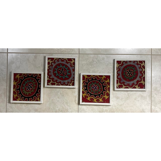 Set of Four Antique Suzani Wall Hanging For Sale - Image 11 of 12