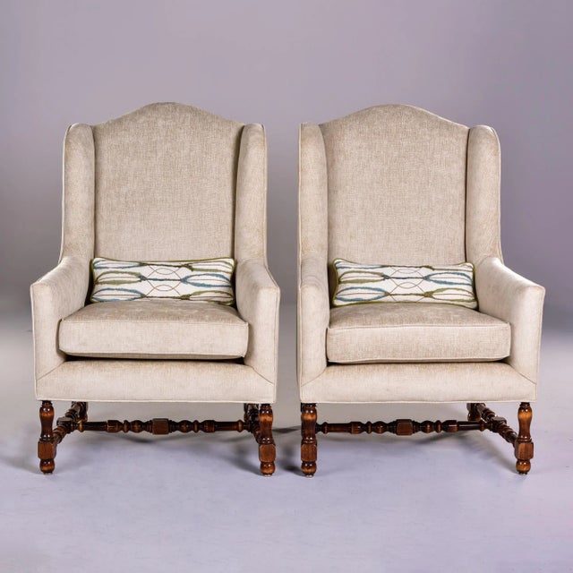 Pair Early 20th Century Tall French Armchairs With Turned Walnut Frames For Sale - Image 13 of 13