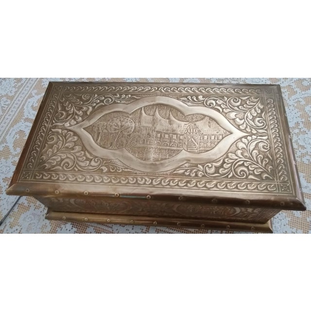 Collected in Singapore in the early 1980's. Elegant agricultural scenes with three compartment wood lined interior. Bold...