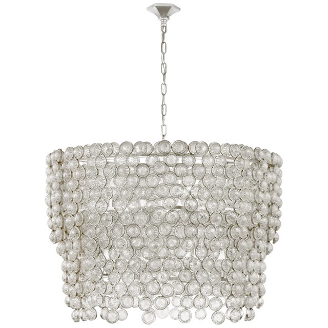 Milazzo Large Waterfall Chandelier in Burnished Silver Leaf and Crystal Designer: Julie Neill Canopy: 5.25" x 6.25"...