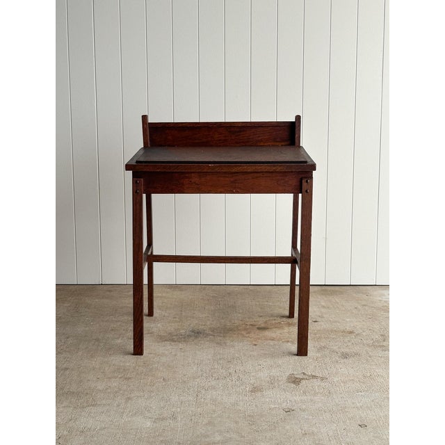 American Antique 19th Century Oak Schoolhouse Writing Desk For Sale - Image 3 of 18
