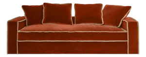 Rafaella Two-Seater Sofa in Dark Orange Velvet with Camel Beige Trim from Biosofa