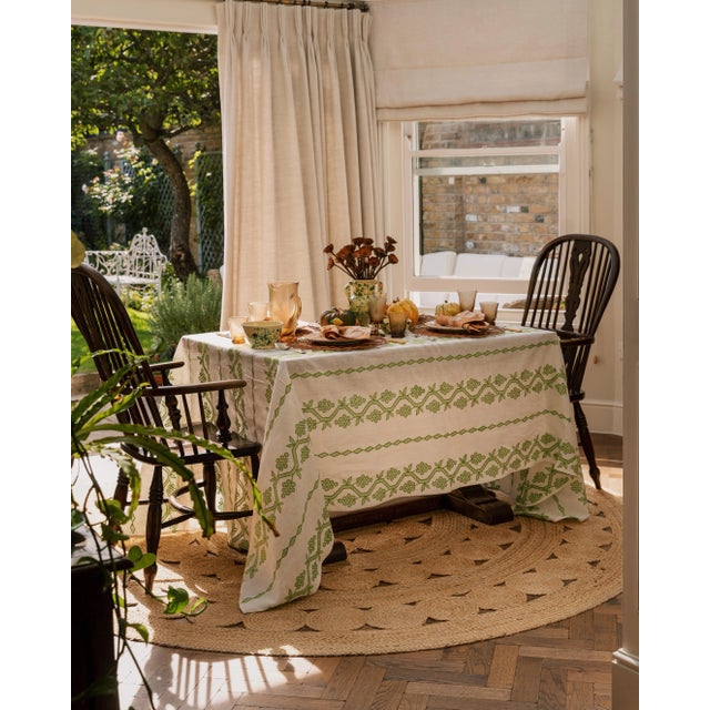 Sharland England Napa Tablecloth, Green For Sale - Image 6 of 6