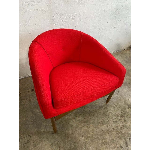 Red Mid Century Barrel Chair by Lawrence Peabody For Sale - Image 8 of 10