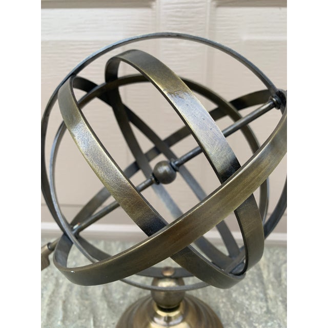 Late 20th Century Vintage Brass Armillary Sphere Sundial Garden Ornament, English Country Style For Sale - Image 5 of 11