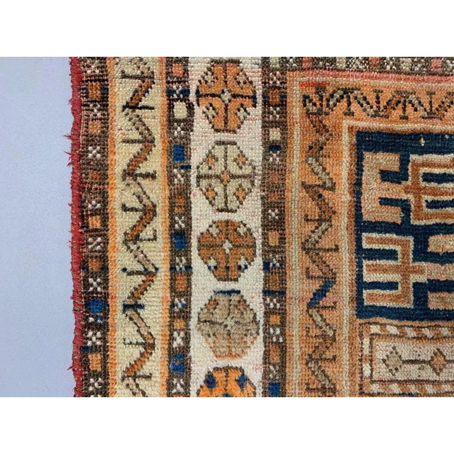 Blue Vintage Blue & Rust Dagestan Kazak Rug For Sale - Image 8 of 9