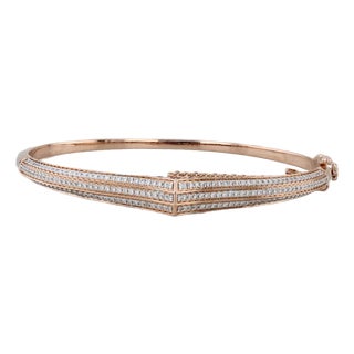 Whispers 1.63ctw Ruby Diamond Contoured Bangle Bracelet 18k Rose Gold 6.25" For Sale