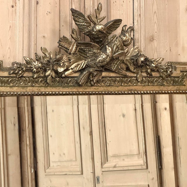 19th Century French Louis XVI Giltwood Mirror With Lovebirds For Sale In Dallas - Image 6 of 18