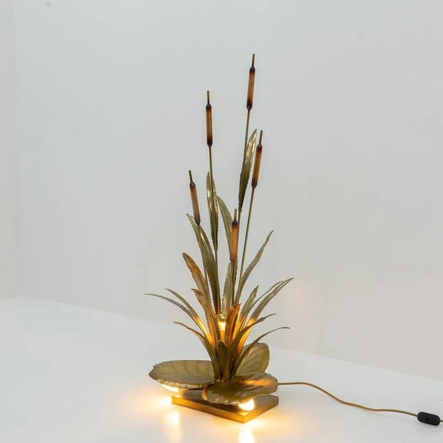 Mid-Century Modern Brass Reed Table Lamp by Maison Jansen, 1970s For Sale - Image 3 of 13