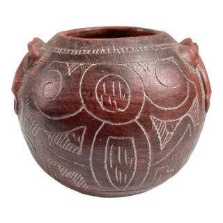 1970s Vintage Boho Chic Rustic Amazon Hand-Made Pottery Vase For Sale