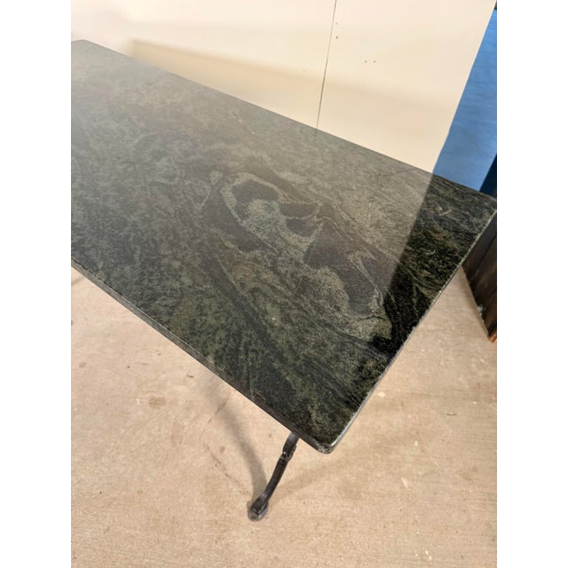 Vintage French Iron & Dark Marble Desk Table For Sale In Houston - Image 6 of 7