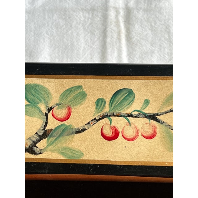 Chinoiserie Black & Gold Desk Set With Cherries For Sale - Image 4 of 7