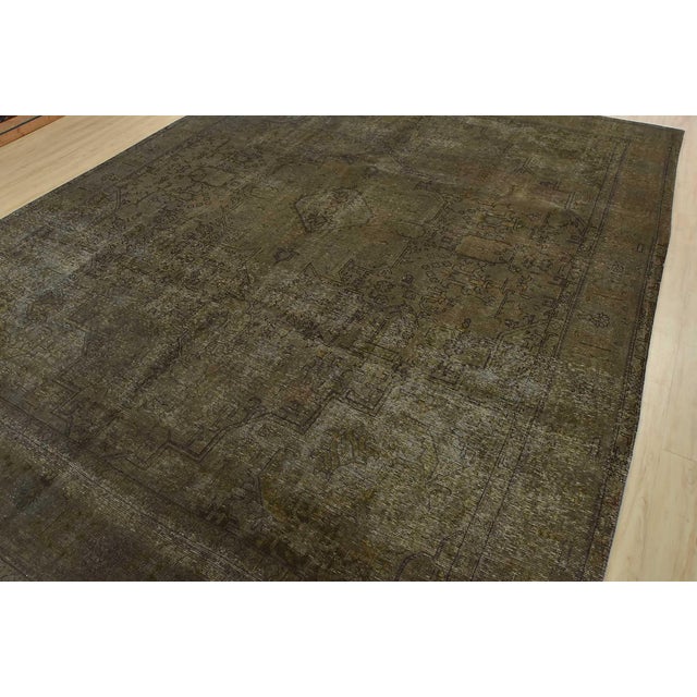 Farmhouse Tabriz Rug 10′ X 12’7” Gray Wool Vintage Overdyed Hand-Knotted Oriental Carpet For Sale - Image 3 of 15