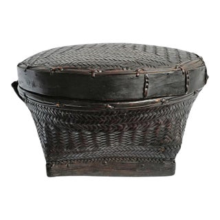 Vintage Akha Thai Basket W/Lid For Sale