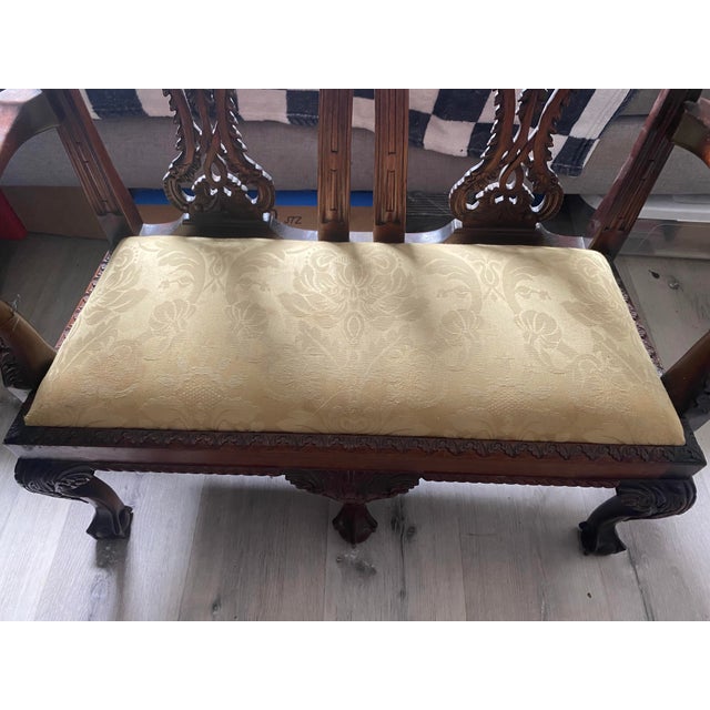 Late 19th Century Antique Victorian Mahogany Chippendale-Style Children’s Loveseat (1870-1920s) For Sale - Image 5 of 9