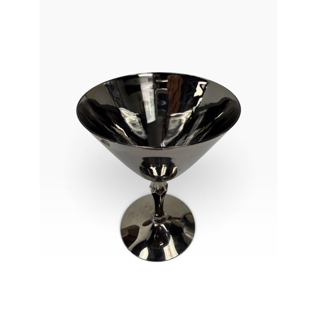 Vintage Art Deco Style Gunmetal Nude Lady Stem Martini Glasses - Set of 4 For Sale In West Palm - Image 6 of 7
