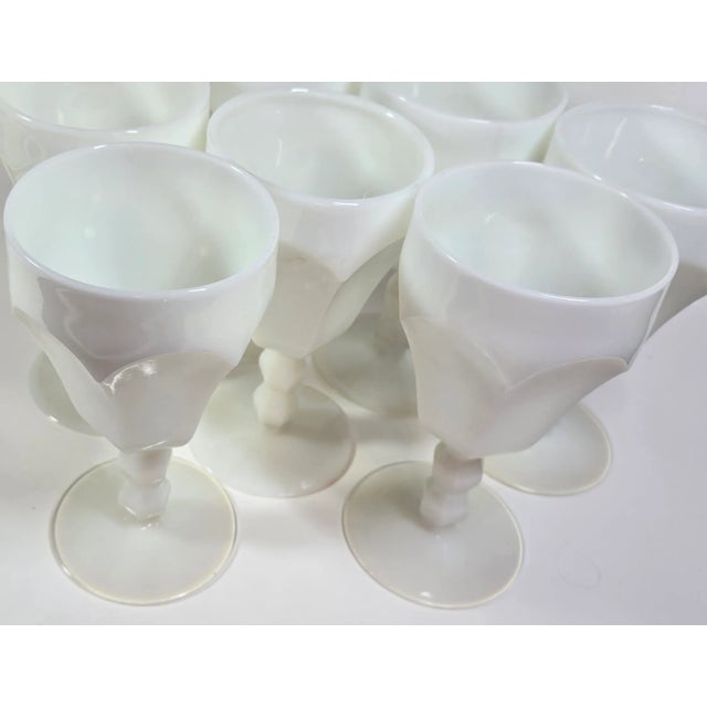 Milk Glass Goblets- Set of Eight For Sale - Image 4 of 12