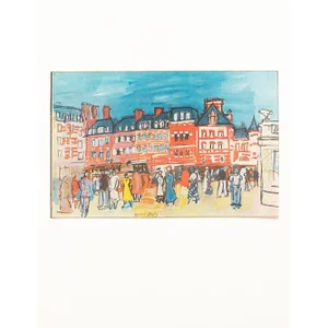 1970 After Raoul Dufy "Houses in Trouville", Full-Color Parisian Print