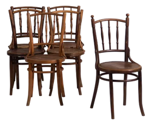 Vintage Bentwood Dining Chairs, 1920, Set of 6