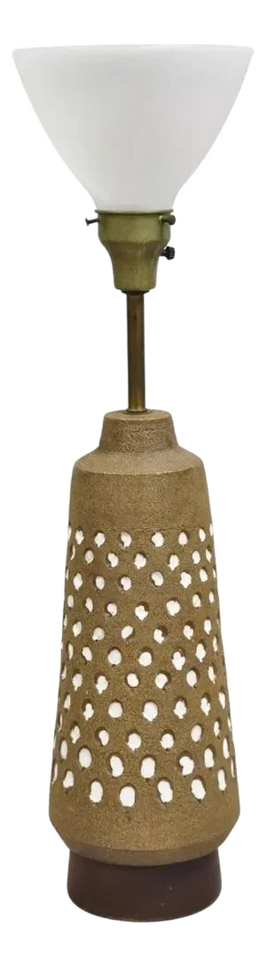 Vintage Aldo Londi for Bitossi Italy Mid Century Modern Brown Pottery Table Lamp