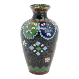Small Japanese Meiji Cloisonee Enamel and Copper Baluster Bud Vase For Sale