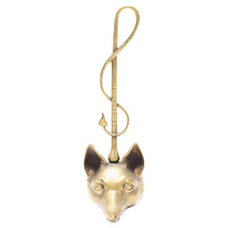 English Brass and Iron Fox Head Door Stop by Peerage, 1920s For Sale