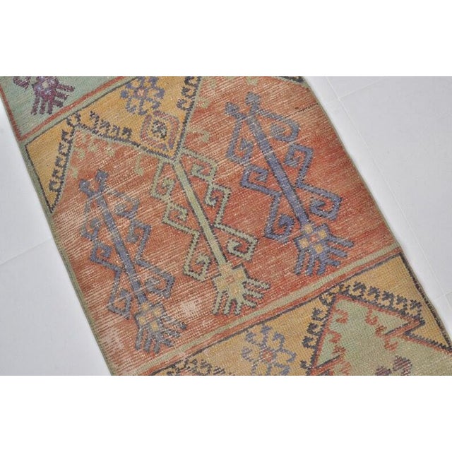 Orange 1960s Neutral Entryway Runner Rug For Sale - Image 8 of 10