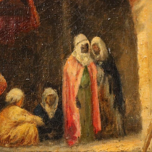 Textile Unknown, The Sale of Fruit, Oil on Canvas, Framed For Sale - Image 7 of 13