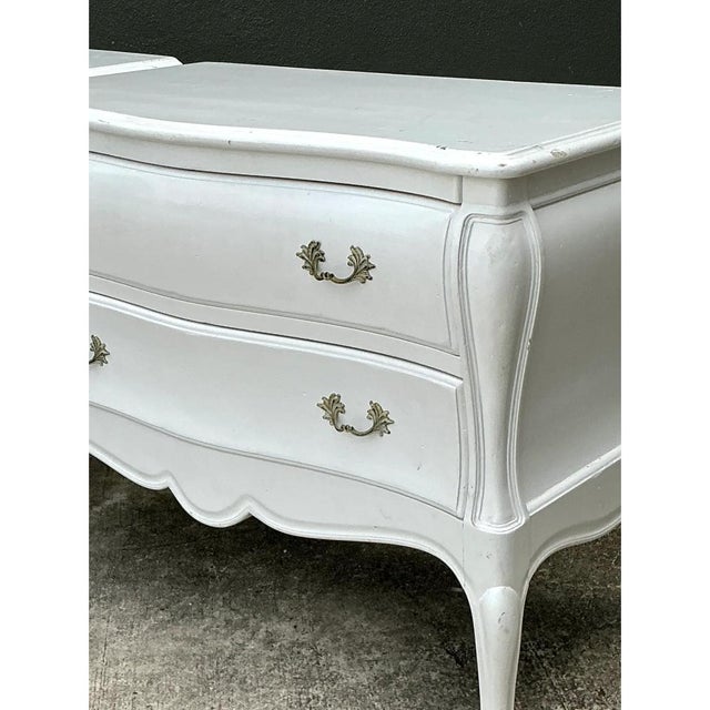 Wood Vintage White French Provincial Nightstands - Pair For Sale - Image 7 of 12
