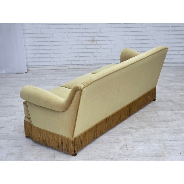 Danish Oak Three-Seater Sofa with Velour Upholstery, 1970s For Sale - Image 12 of 18