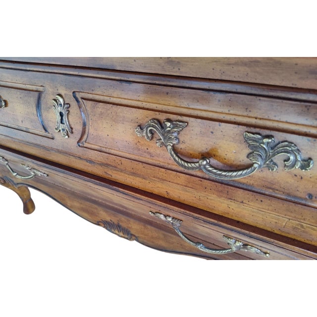 Vintage Drexel Heritage French Provincial Fruitwood Bombe Bombe Low Commode Nightstand Chest For Sale - Image 10 of 13