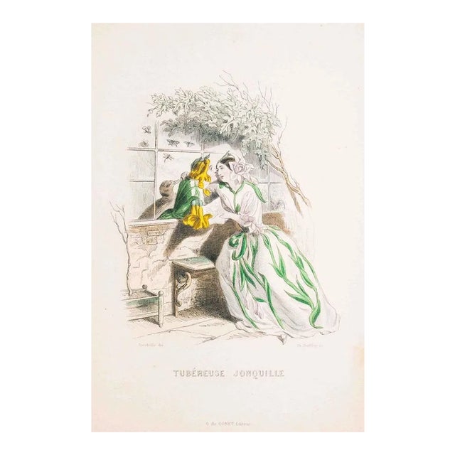 Tubéreuse Jonquille - Les Fleurs Animées Vol.I - Litho by J.J. Grandville - 1847 1847 For Sale