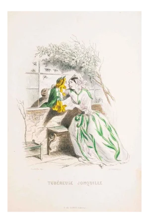 Tubéreuse Jonquille - Les Fleurs Animées Vol.I - Litho by J.J. Grandville - 1847 1847