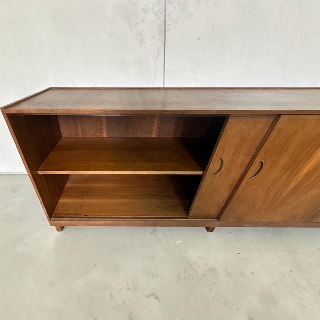 Wood Vintage Baker Furniture Mid-Century Modern Walnut Credenza / Media Console For Sale - Image 7 of 13