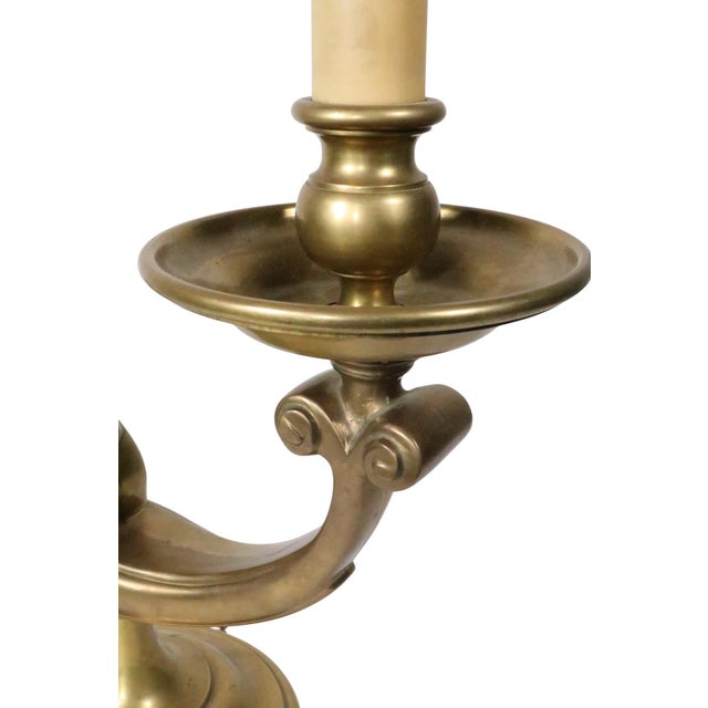 Mid 20th Century Classical Revival Brass Desk Lamp With Original Pleated Shade For Sale - Image 14 of 15