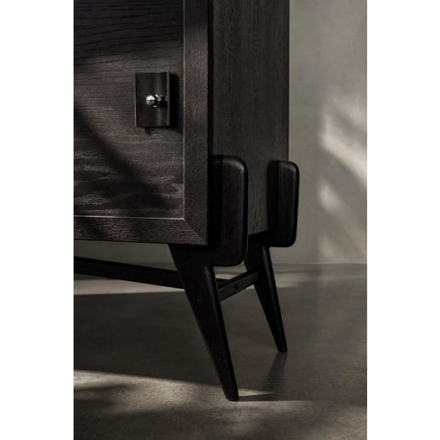Industrial Mid-Century Modern Scandinavian Dark Oak Sideboard with Wooden and Metal Handles, 1960s For Sale - Image 3 of 18