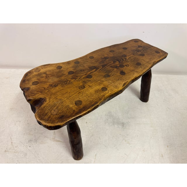 Rustic Wabi Sabi Elm Coffee Table with Dot Details, 1960s For Sale - Image 15 of 17