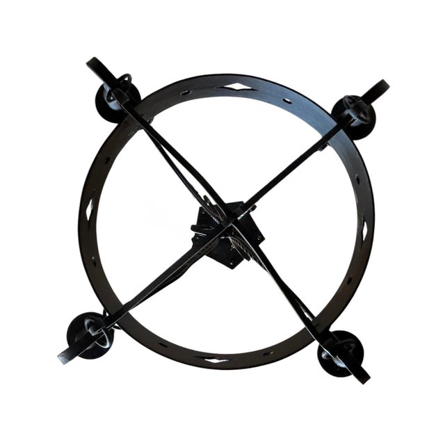 Circa 1920’s Spanish Revival Wrought Iron Chandelier For Sale In Los Angeles - Image 6 of 6