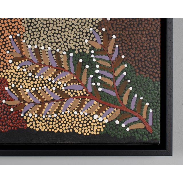 Burgundy Australian Aboriginal Bush Banana Painting by Eunice Napangardi For Sale - Image 8 of 11