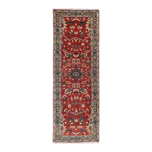 Red Color Hand Knotted Persian Bidjar Runner