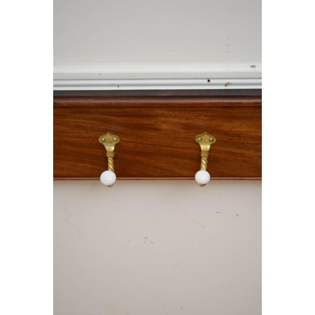 William IV Mahogany Coat Rack with Twisted Rope & Ceramic Hooks, 1850s For Sale - Image 3 of 12