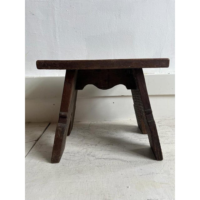 Rustic Oak Stool, 1920s For Sale - Image 14 of 17
