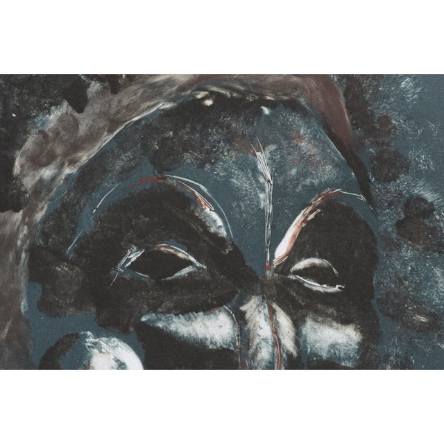 Blue Mask Hand-Altered Monoprint by Patricia A. Pearce For Sale - Image 4 of 8