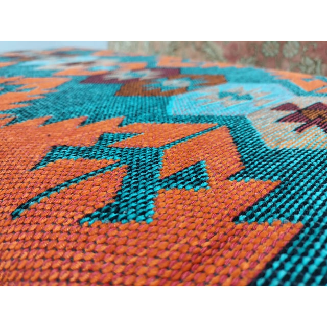 Mediterranean Kilim Rug Upholstered Bench For Sale - Image 3 of 11